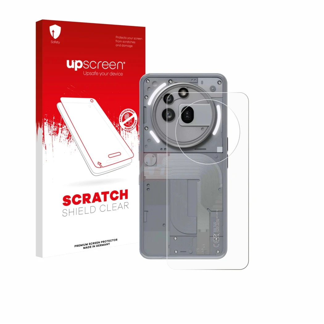 Front side of a product packaging with the brand logo upscreen. Next to it is the device Nothing Phone (3a) Pro (Back) shown w