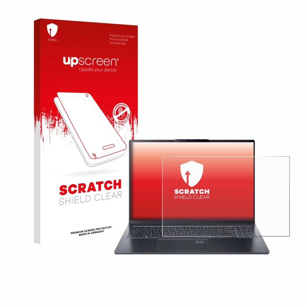 Front side of a product packaging with the brand logo upscreen. Next to it is the device Acer Swift Go 16 AI shown with the co