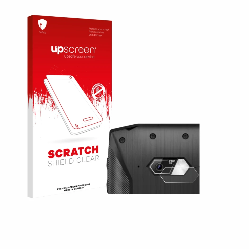Front side of a product packaging with the brand logo upscreen. Next to it is the device Crosscall Core-M5 (ONLY Camera Lens) 