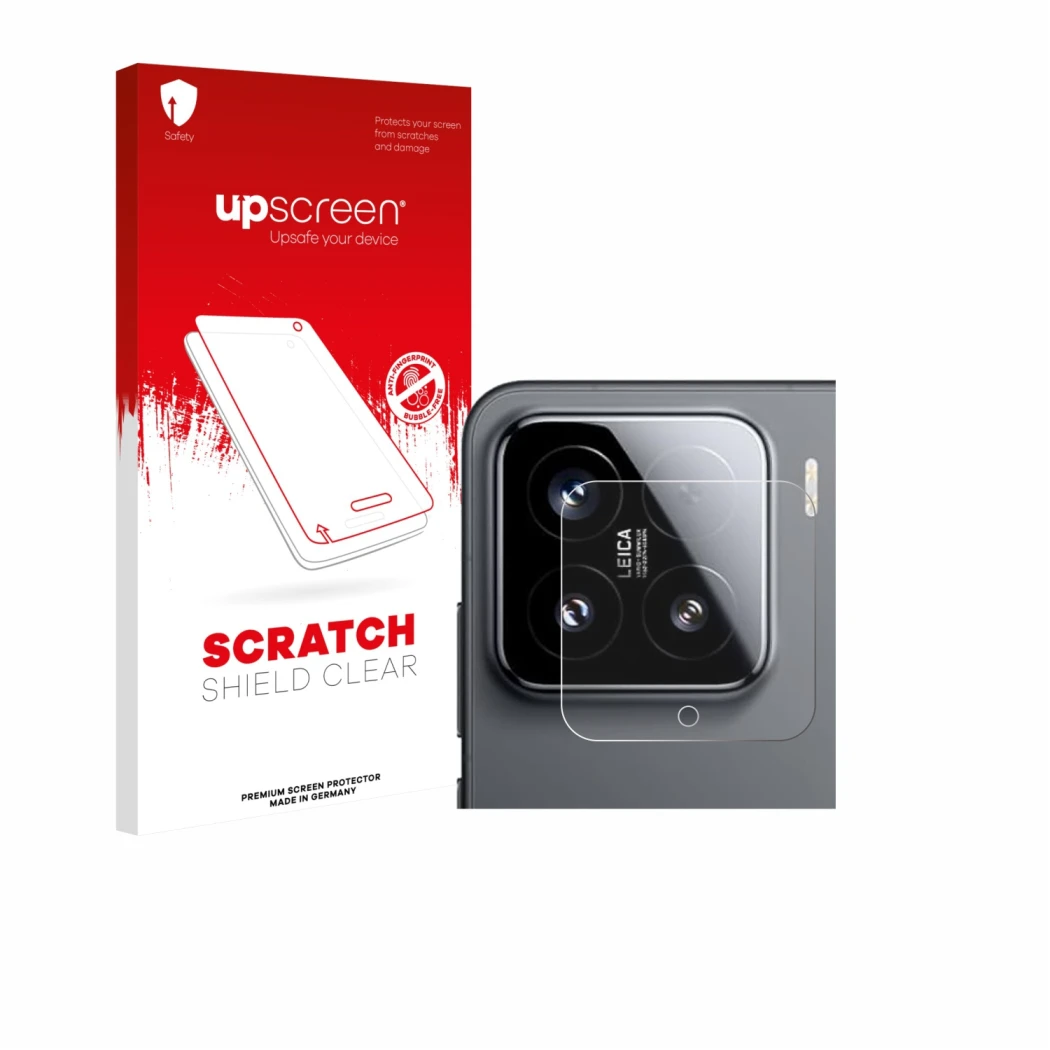 Front side of a product packaging with the brand logo upscreen. Next to it is the device Xiaomi 15 (ONLY Camera Lens) shown wi