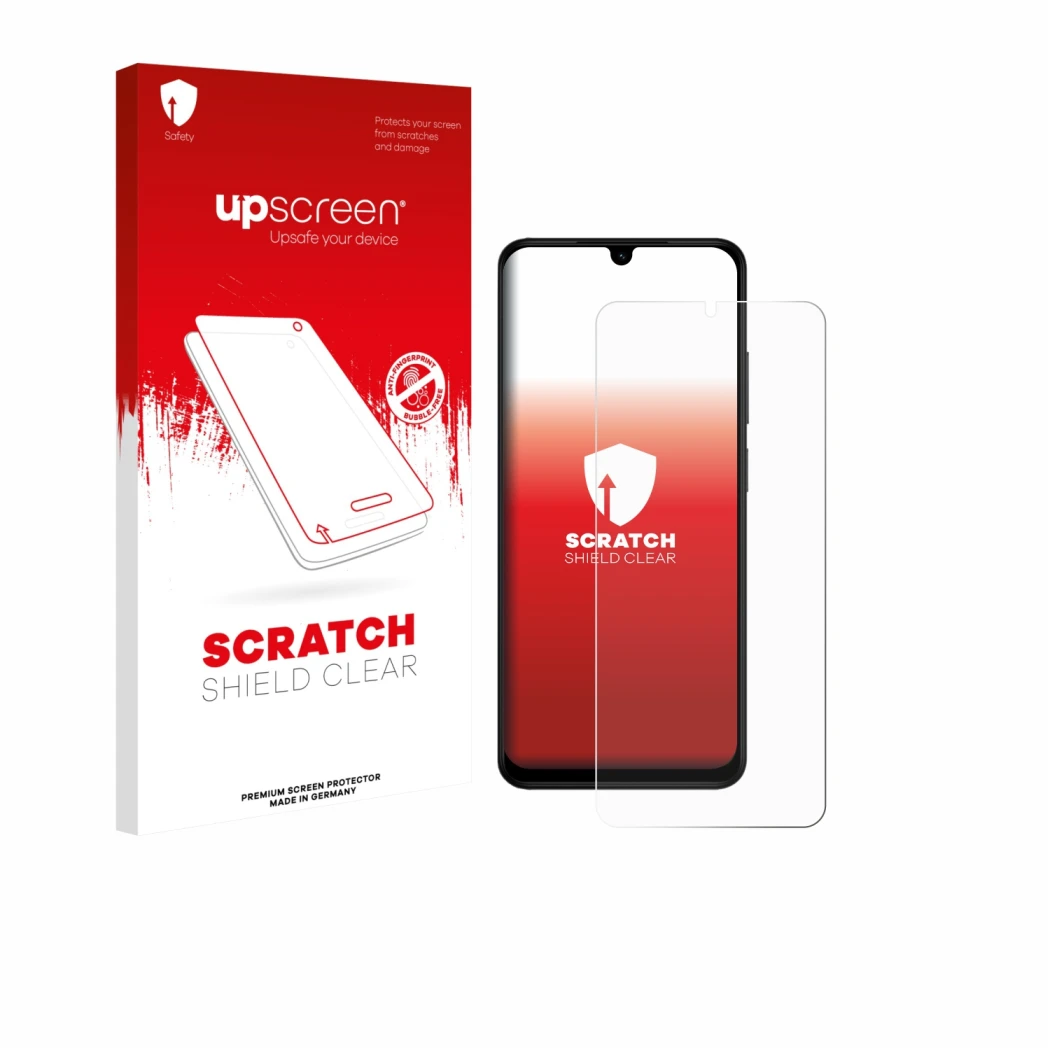 Front side of a product packaging with the brand logo upscreen. Next to it is the device Xiaomi Redmi A5 shown with the corres