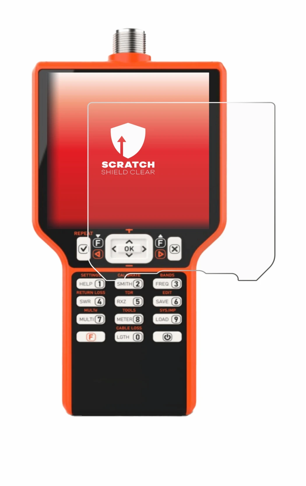 Image of the device RigExpert MATCH with a wide variety of screen protectors.