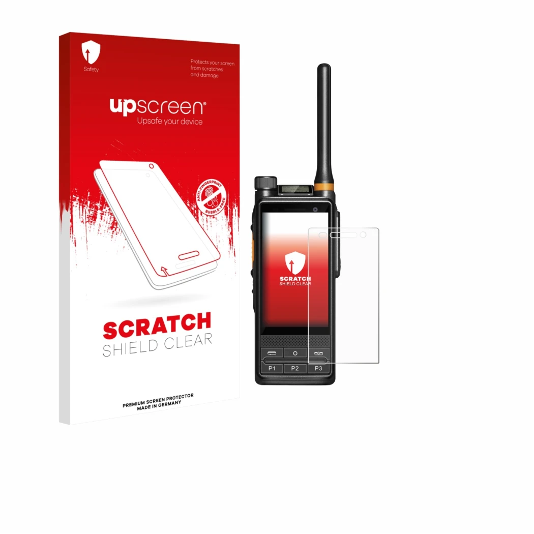 Front side of a product packaging with the brand logo upscreen. Next to it is the device Hytera PDC680 shown with the correspo