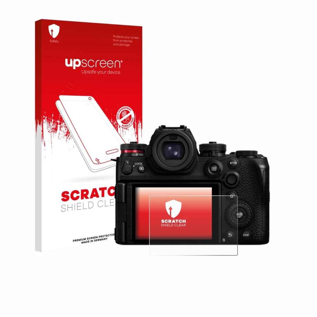 Front side of a product packaging with the brand logo upscreen. Next to it is the device Panasonic Lumix DC-S1II shown with th