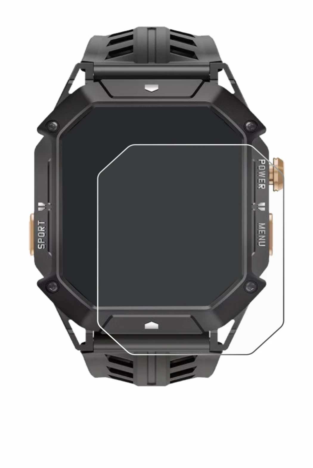 Image of the device Oukitel BT80 with a wide variety of screen protectors.