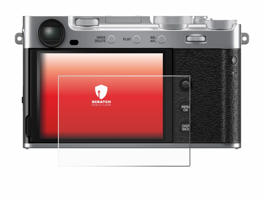 Image of the device Fujifilm X-E5 with a wide variety of screen protectors.