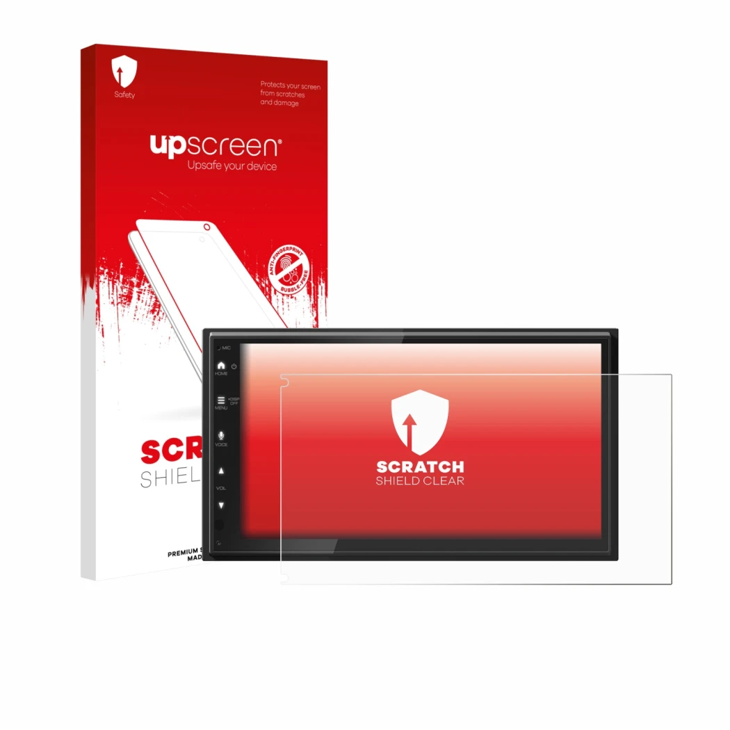 Front side of a product packaging with the brand logo upscreen. Next to it is the device Kenwood DMX6523DABS shown with the co
