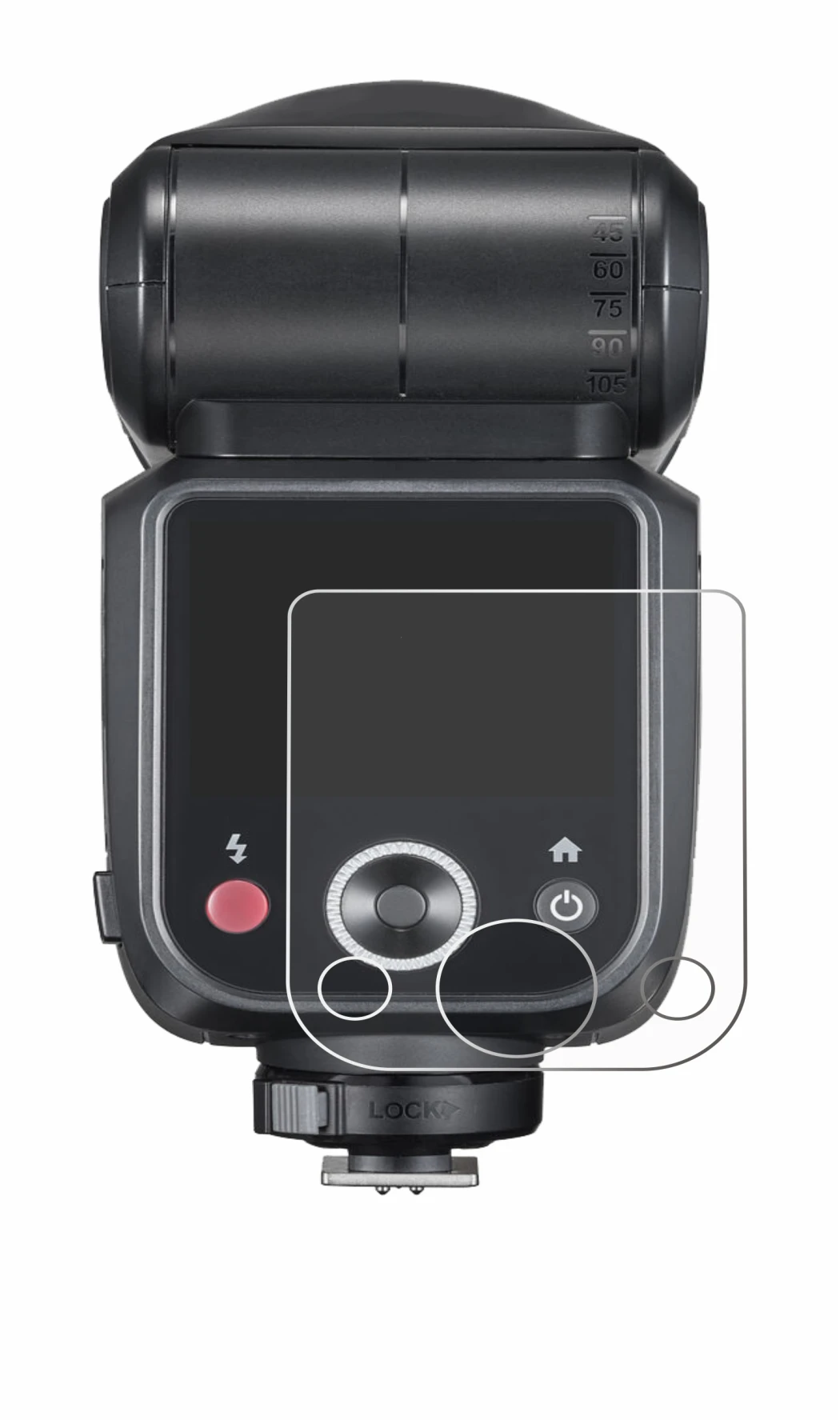 Image of the device Godox V100 with a wide variety of screen protectors.