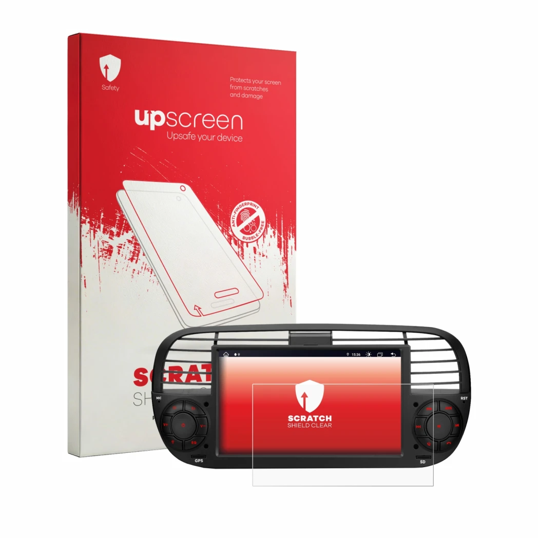Front side of a product packaging with the brand logo upscreen. Next to it is the device Xtrons IA7250FLBS shown with the corr