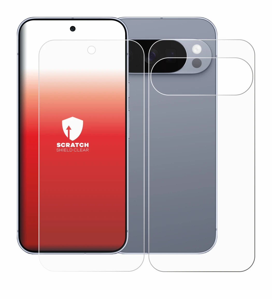 Image of the device Google Pixel 10 Pro (Front+Back) with a wide variety of screen protectors.