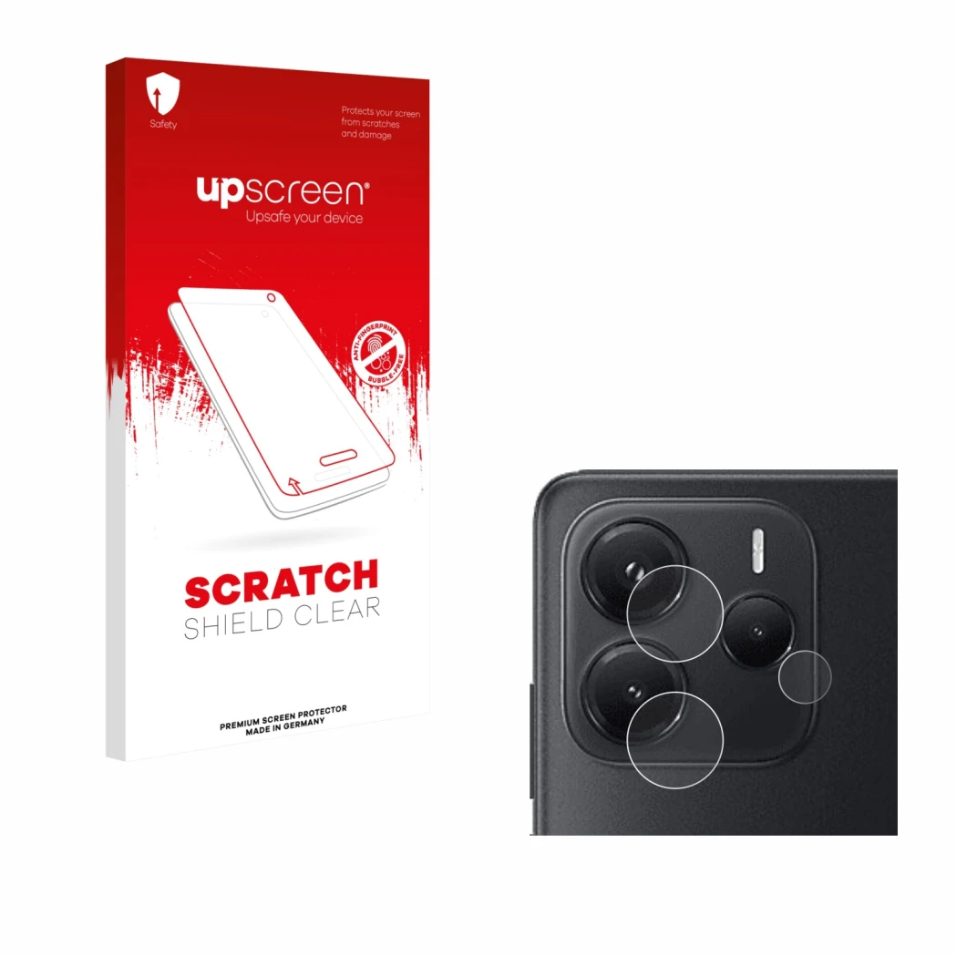 Front side of a product packaging with the brand logo upscreen. Next to it is the device Xiaomi Redmi Note 14 4G (ONLY Camera