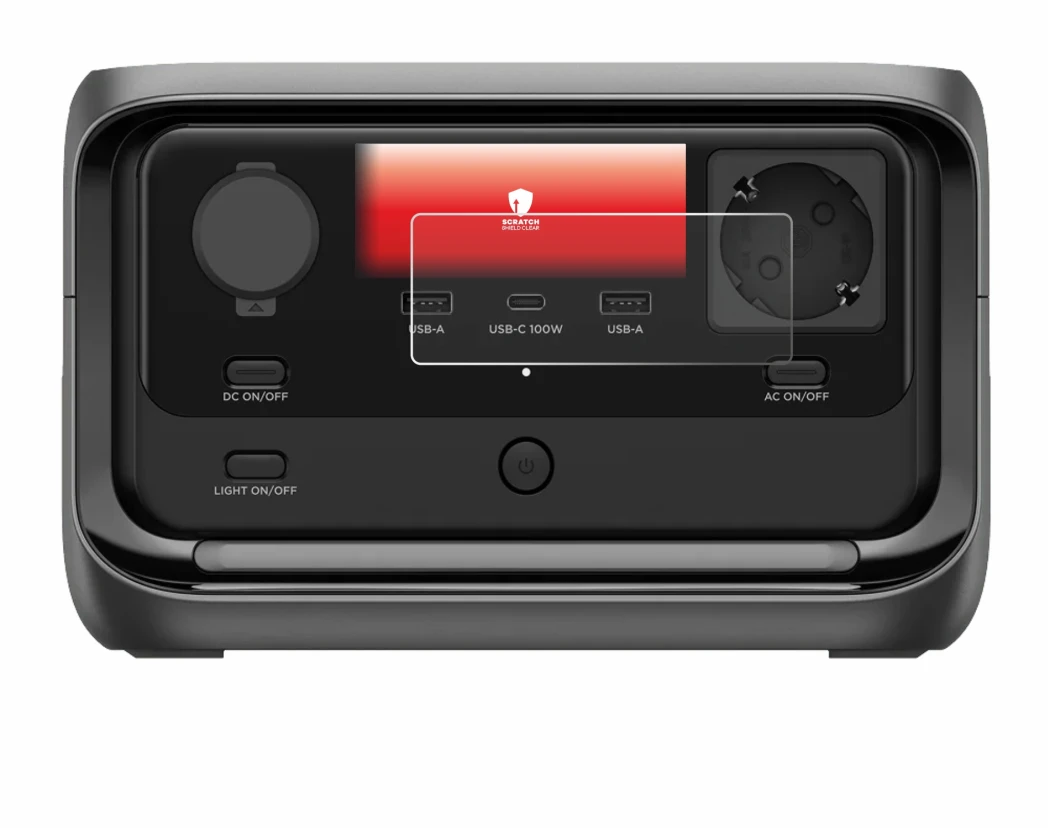 Image of the device EcoFlow River 3 Plus with a wide variety of screen protectors.