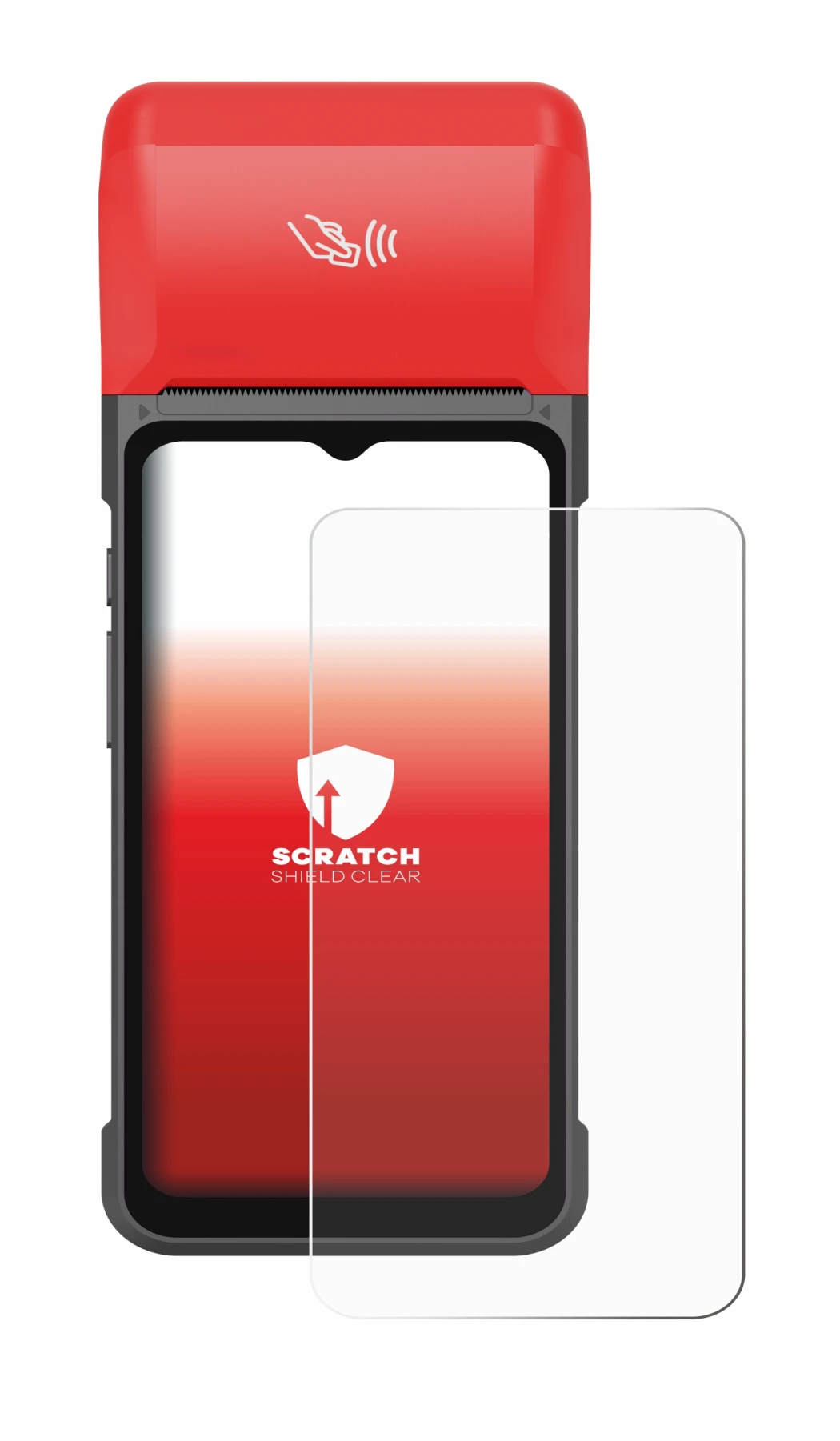 Image of the device iMin Swift 2 Pro with a wide variety of screen protectors.
