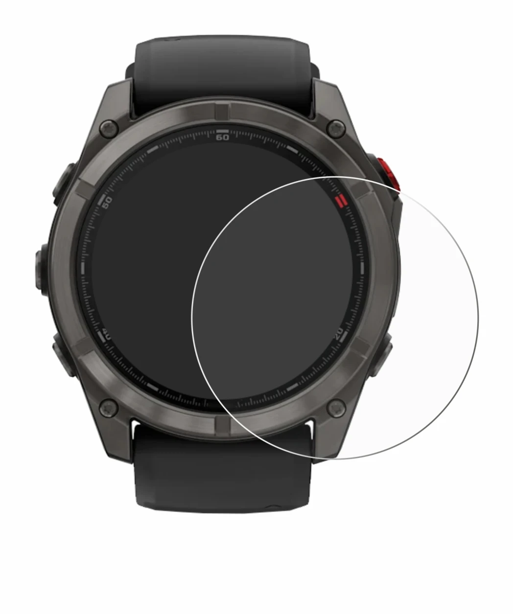 Image of the device Garmin Fenix 8 Pro MicroLED (51 mm) with a wide variety of screen protectors.