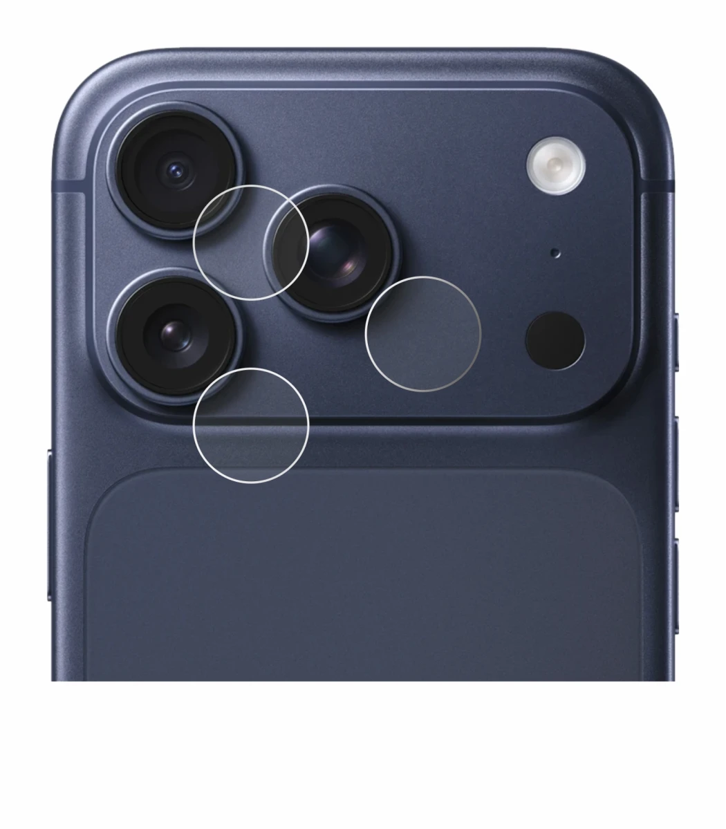 Image of the device Apple iPhone 17 Pro (ONLY Camera Lens) with a wide variety of screen protectors.