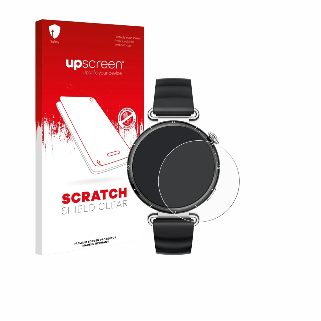 Front side of a product packaging with the brand logo upscreen. Next to it is the device Huawei Watch GT 6 (41 mm) shown with