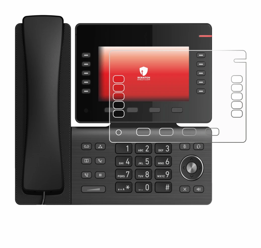 Image of the device Snom D865 with a wide variety of screen protectors.