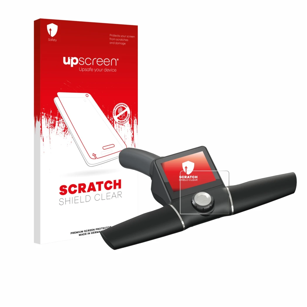 Front side of a product packaging with the brand logo upscreen. Next to it is the device Motocaddy M7 GPS Remote shown with th