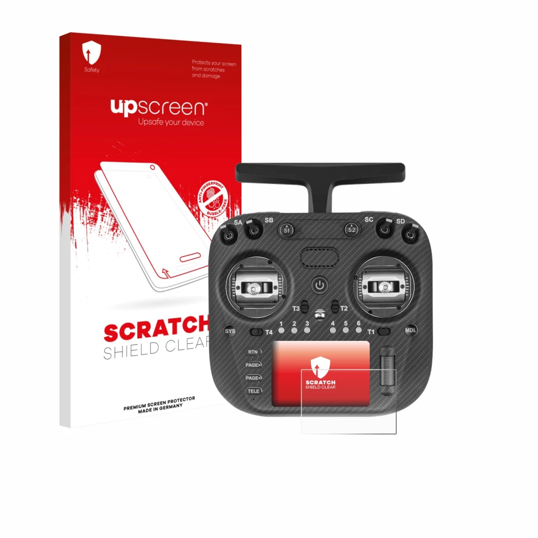 Front side of a product packaging with the brand logo upscreen. Next to it is the device Radiomaster TX15 Max shown with the c