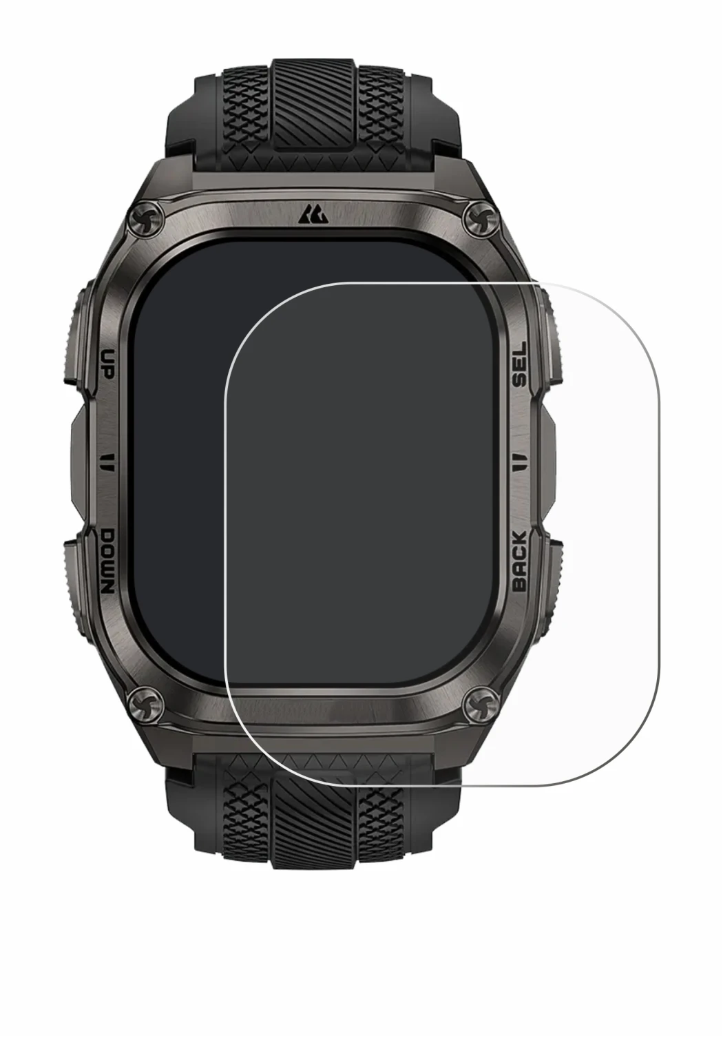 Image of the device Kospet Tank M4 with a wide variety of screen protectors.