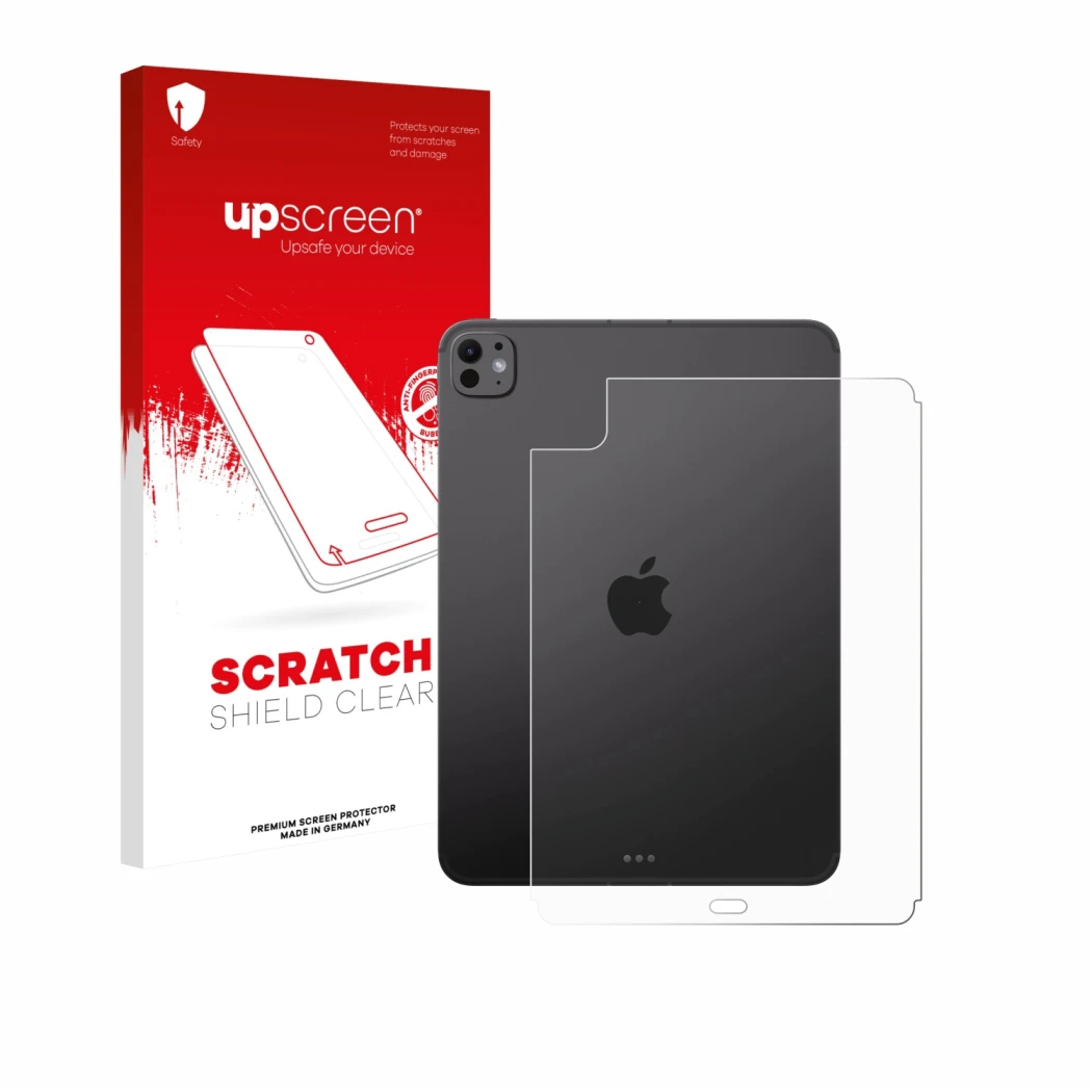 Front side of a product packaging with the brand logo upscreen. Next to it is the device Apple iPad Pro 11