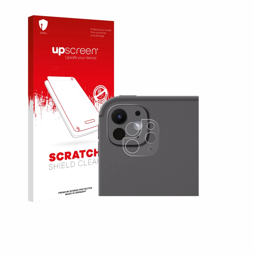 Front side of a product packaging with the brand logo upscreen. Next to it is the device Apple iPad Pro 11