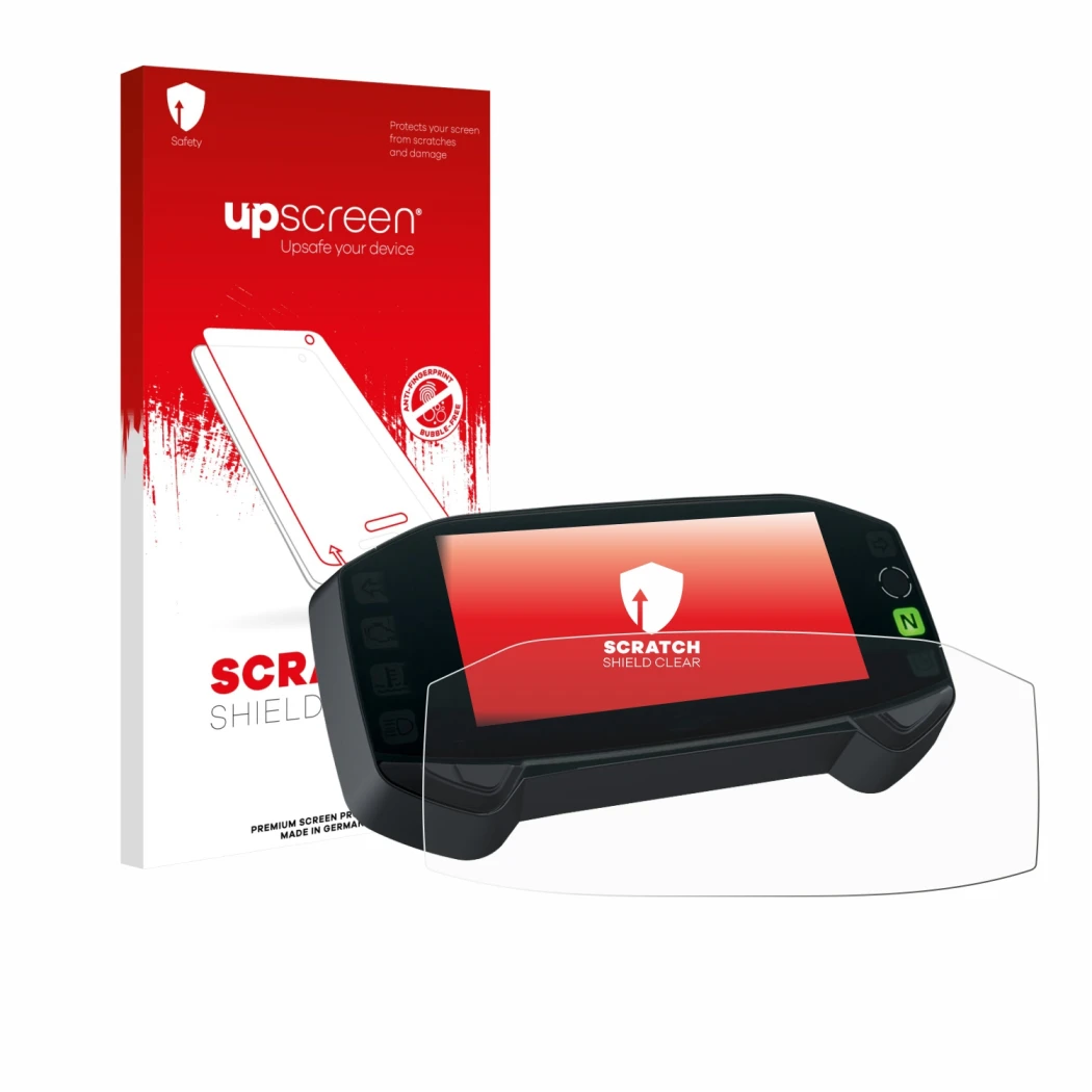 Front side of a product packaging with the brand logo upscreen. Next to it is the device Suzuki DR-Z4S 2025 shown with the cor