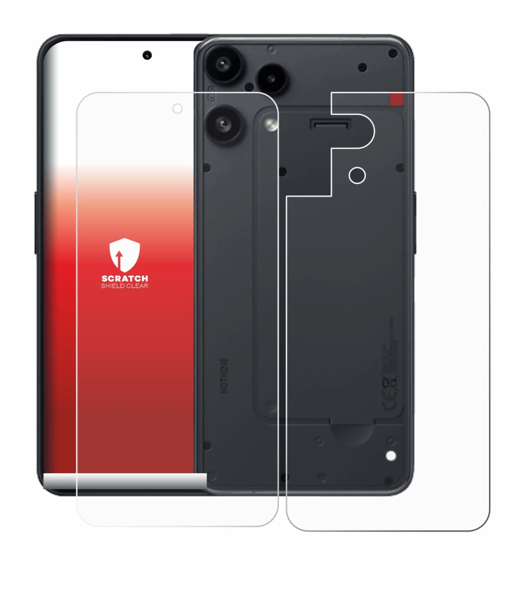 Image of the device Nothing Phone (3a) Lite (Front+Back) with a wide variety of screen protectors.