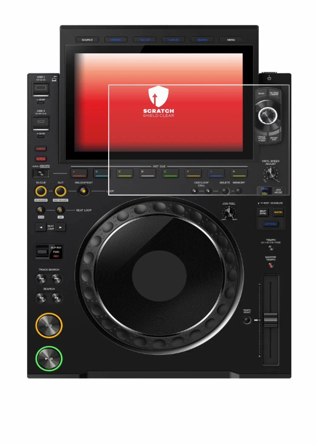 Image of the device Pioneer CDJ 3000X with a wide variety of screen protectors.