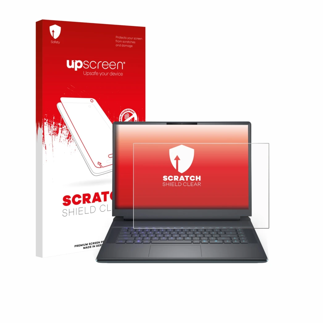 Front side of a product packaging with the brand logo upscreen. Next to it is the device Dell Alienware 16 Area-51 shown with 