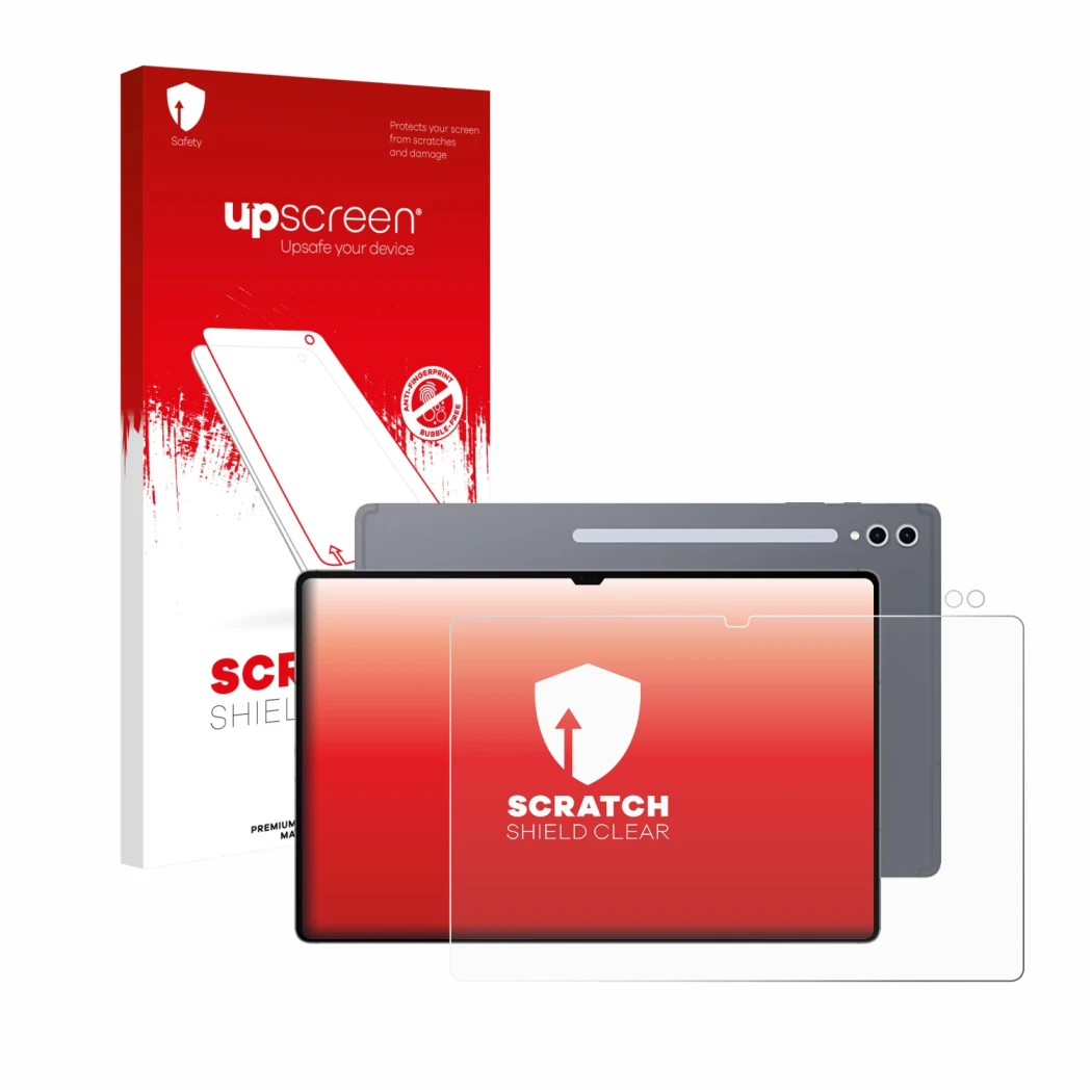 Front side of a product packaging with the brand logo upscreen. Next to it is the device Samsung Galaxy Tab S10 Ultra (Front+C