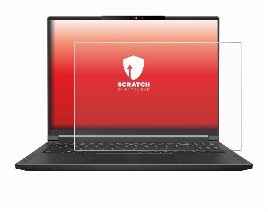 Image of the device MSI Stealth A16 AI+ with a wide variety of screen protectors.