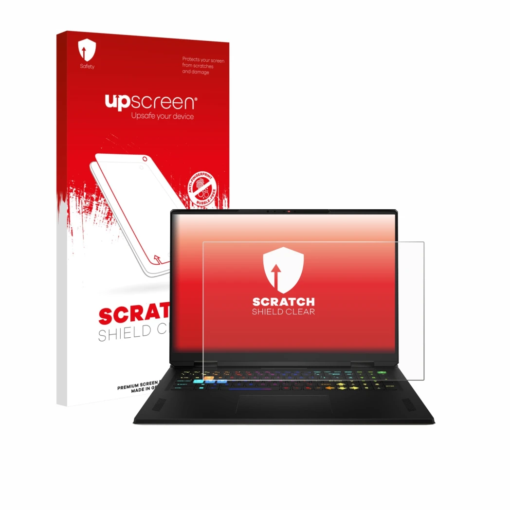 Front side of a product packaging with the brand logo upscreen. Next to it is the device MSI Vector A18 HX 2025 shown with the