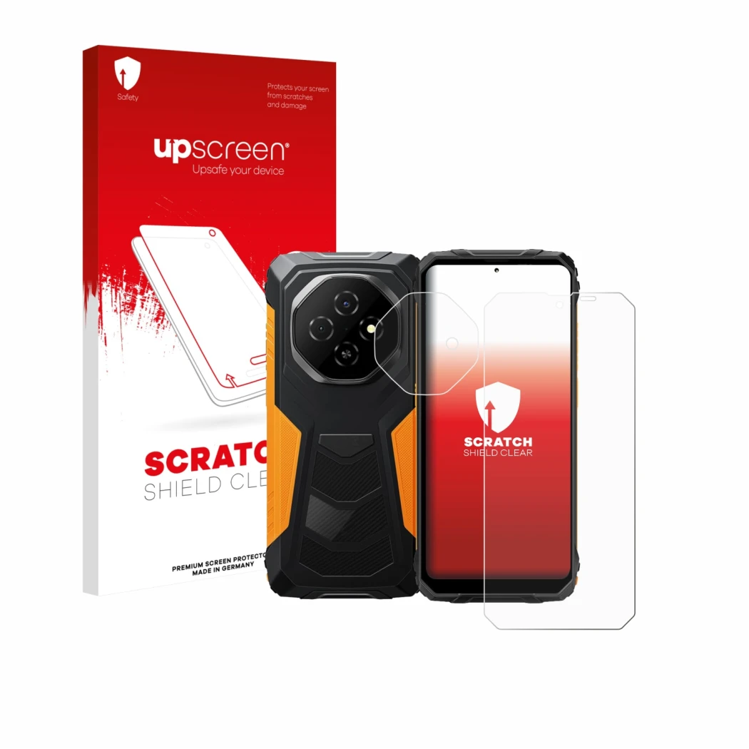 Front side of a product packaging with the brand logo upscreen. Next to it is the device Blackview Fort 1 (Front+Camera) shown