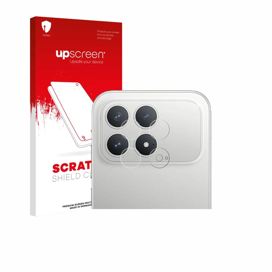 Front side of a product packaging with the brand logo upscreen. Next to it is the device Xiaomi Poco F8 Pro (ONLY Camera Lens)