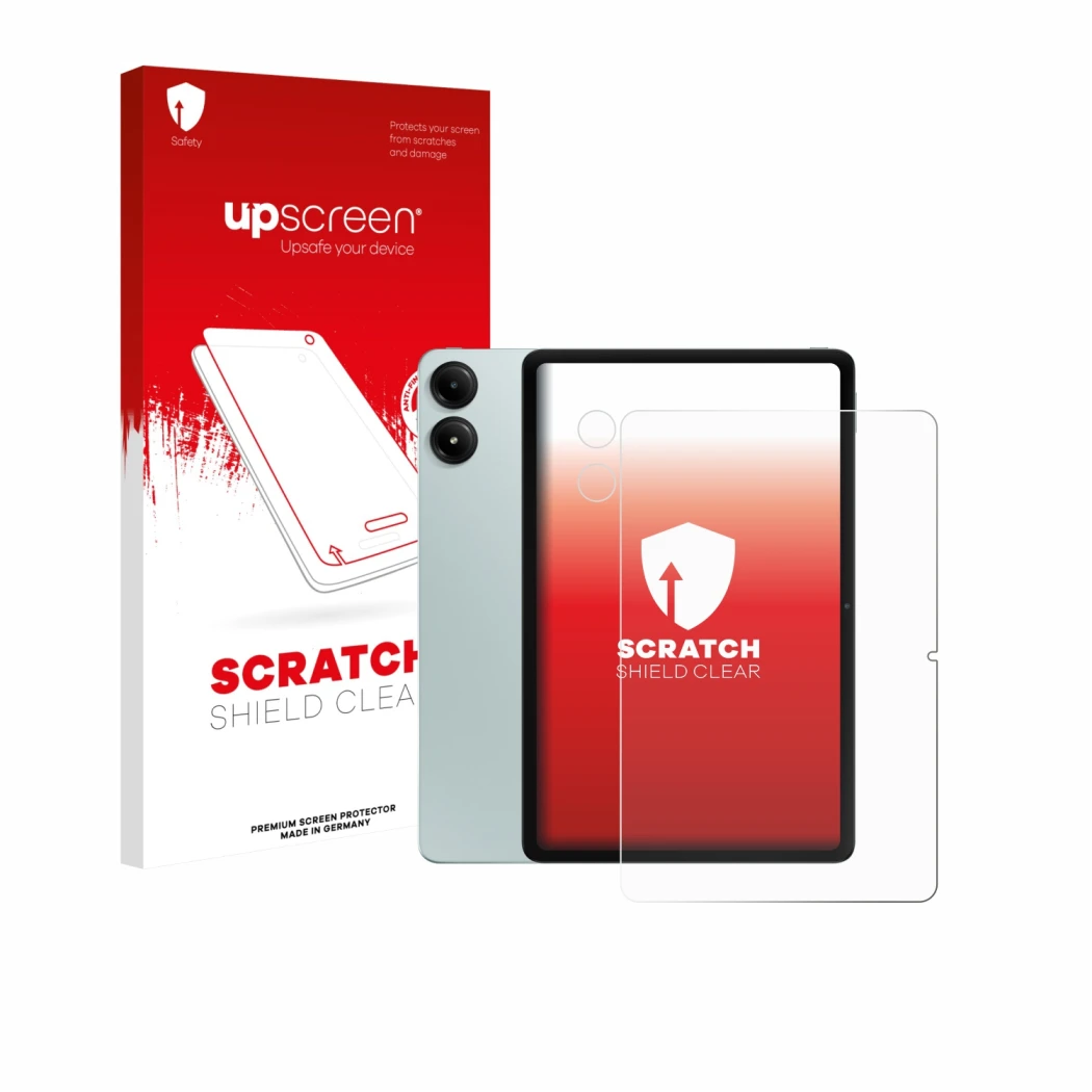 Front side of a product packaging with the brand logo upscreen. Next to it is the device Xiaomi Redmi Pad Pro (Front+Camera) s