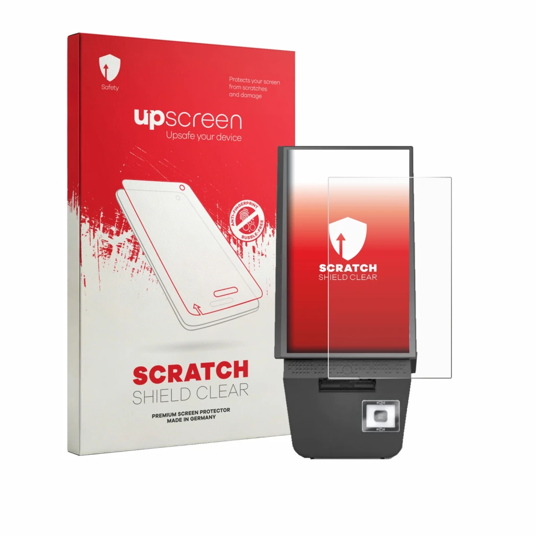 Front side of a product packaging with the brand logo upscreen. Next to it is the device Pyramid Computer POLYTOUCH® PIXI 15.6