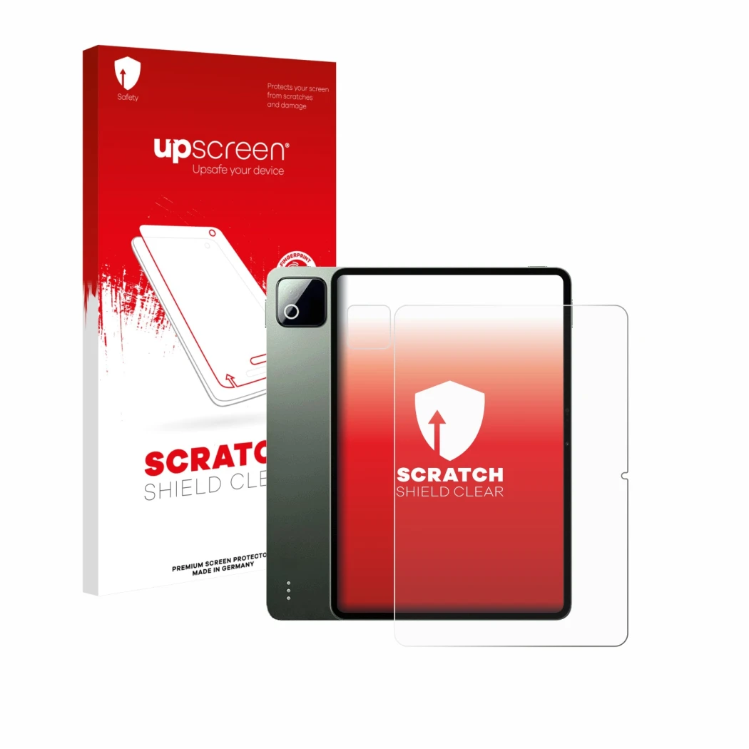 Front side of a product packaging with the brand logo upscreen. Next to it is the device Xiaomi Pad 8 Pro (Front+Camera) shown