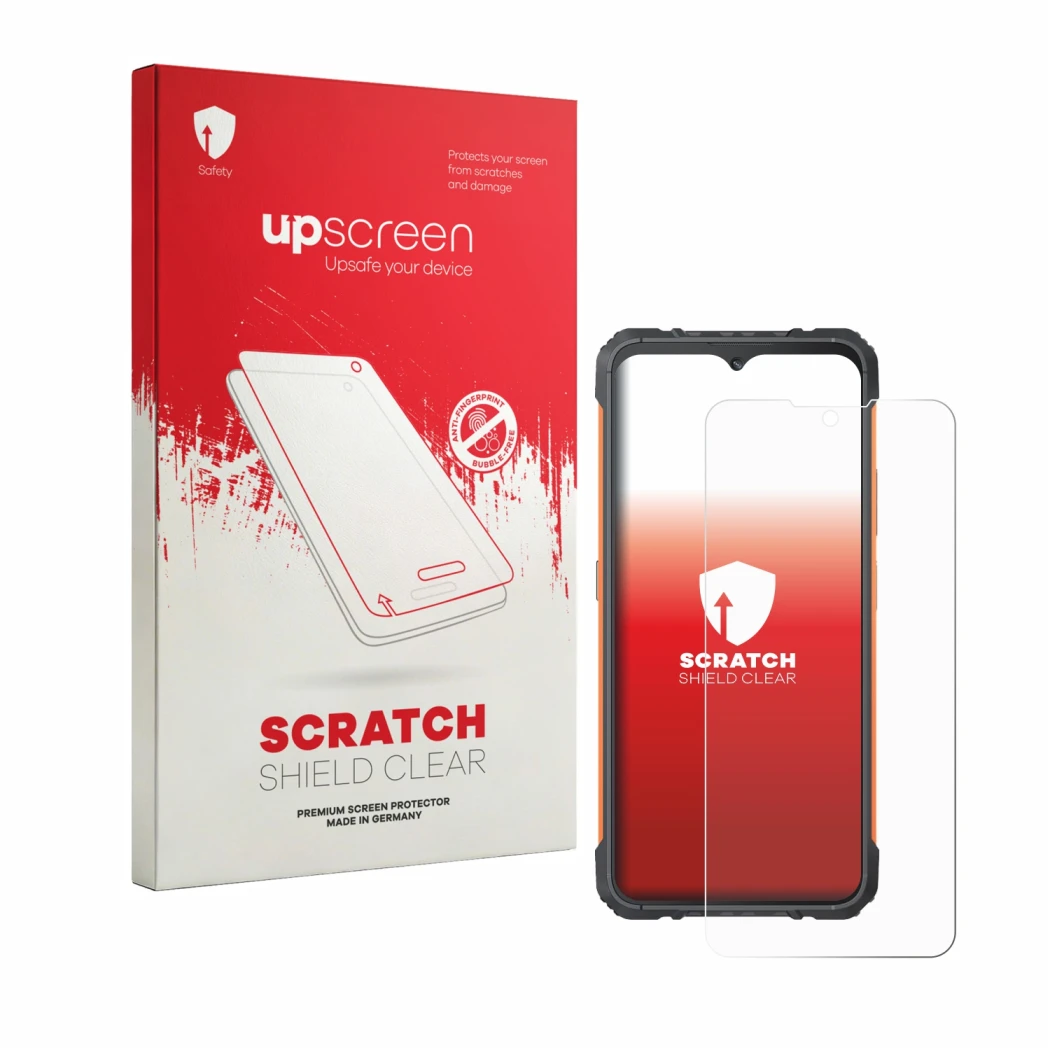 Front side of a product packaging with the brand logo upscreen. Next to it is the device Cubot KingKong Ace 5 shown with the c