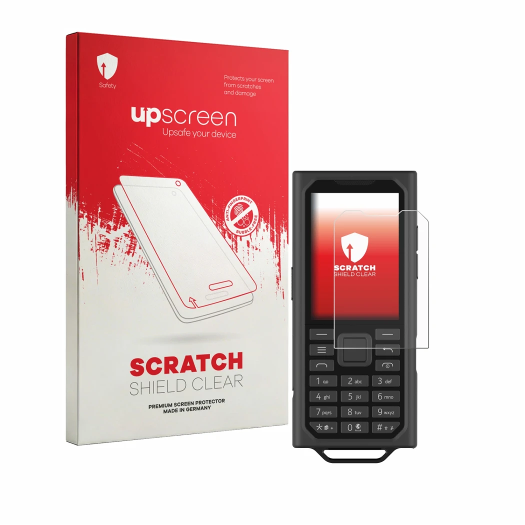 Front side of a product packaging with the brand logo upscreen. Next to it is the device HMD Terra M shown with the correspond