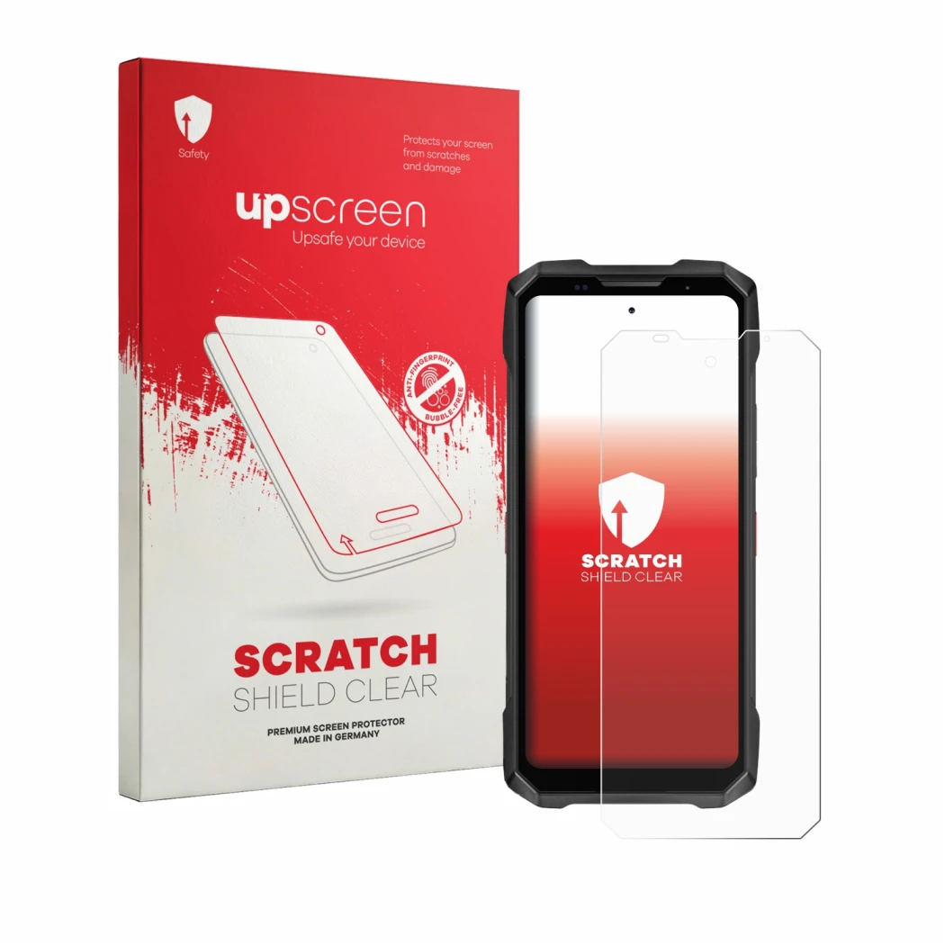 Front side of a product packaging with the brand logo upscreen. Next to it is the device Doogee V Max 2 Pro shown with the cor