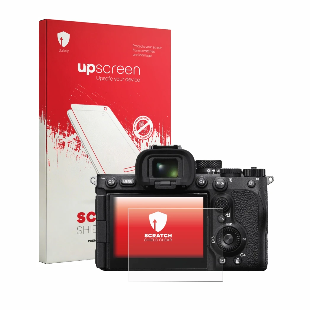 Front side of a product packaging with the brand logo upscreen. Next to it is the device Sony Alpha 7R VI shown with the corre