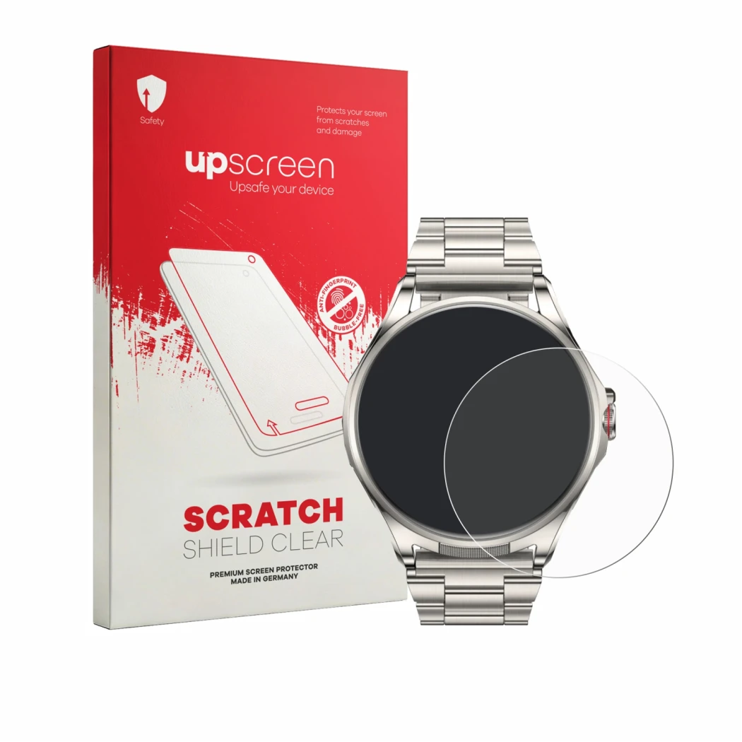 Front side of a product packaging with the brand logo upscreen. Next to it is the device Huawei Watch Buds 2 shown with the co