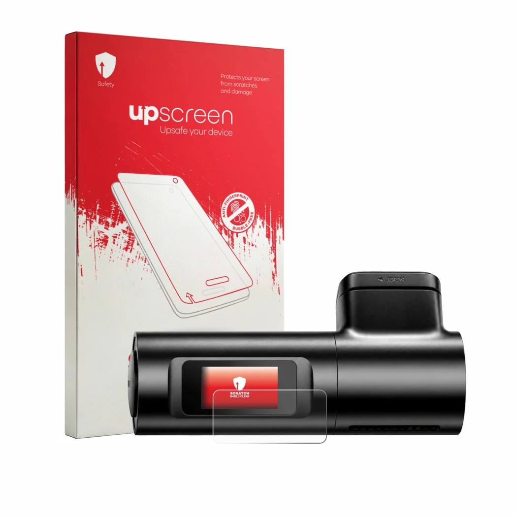 Front side of a product packaging with the brand logo upscreen. Next to it is the device Azdome M330 Max shown with the corres