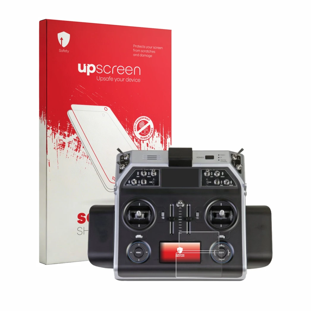 Front side of a product packaging with the brand logo upscreen. Next to it is the device Graupner MC-26 HOTT shown with the co