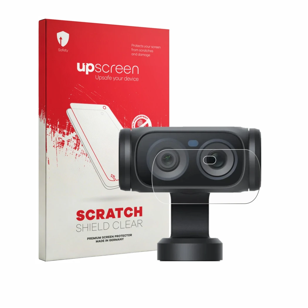 Front side of a product packaging with the brand logo upscreen. Next to it is the device Insta360 Luna Ultra (Lens) shown with