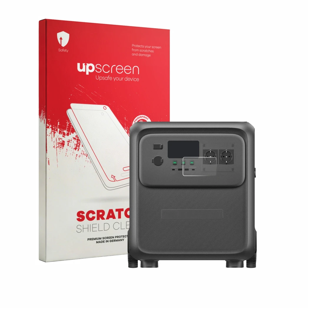Front side of a product packaging with the brand logo upscreen. Next to it is the device Bluetti Elite 400 shown with the corr