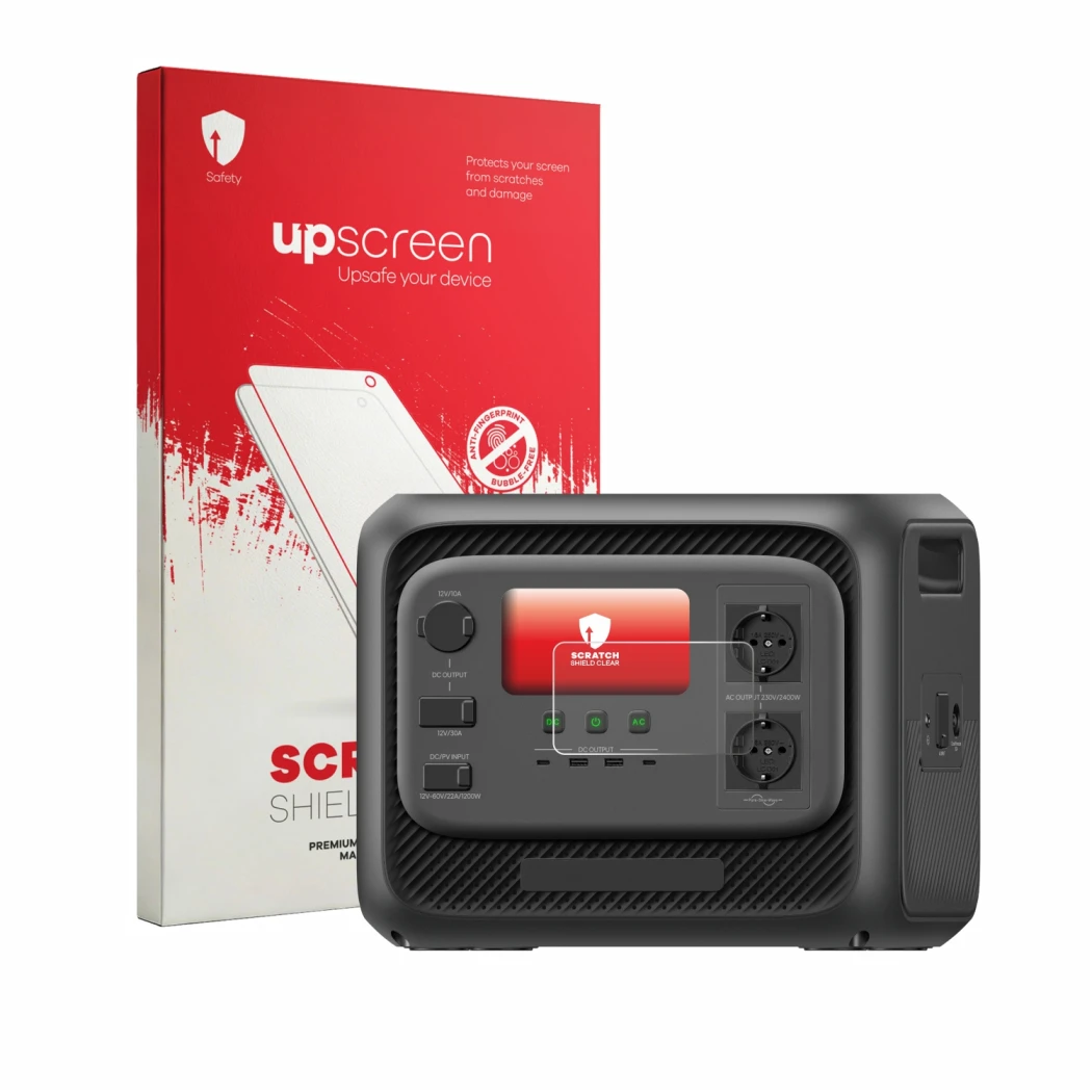 Front side of a product packaging with the brand logo upscreen. Next to it is the device Bluetti Elite 300 shown with the corr