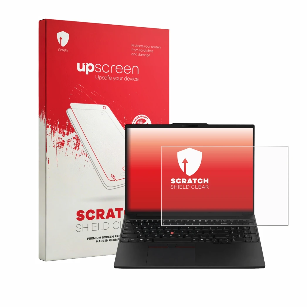 Front side of a product packaging with the brand logo upscreen. Next to it is the device Lenovo ThinkPad P16s Gen 5 shown with