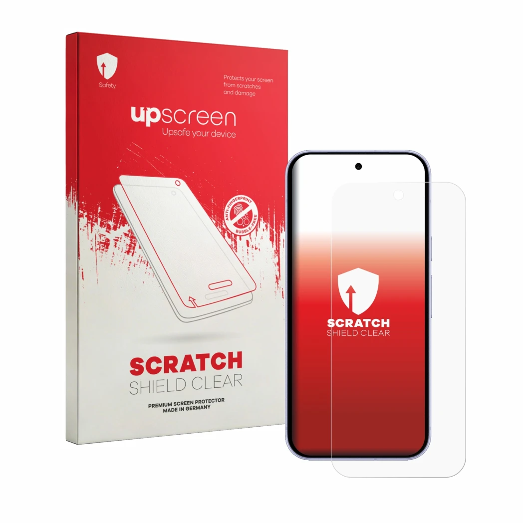 Front side of a product packaging with the brand logo upscreen. Next to it is the device Google Pixel 11 shown with the corres